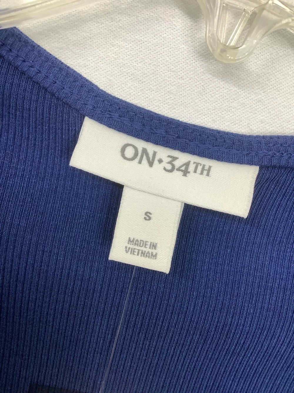 Blue Micro Ribbed Scoop Neck Top - Small - Picture 6 of 13